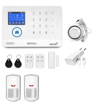 Bezprzewodowy alarm gsm 3G WiFi rfid 3 czujki syre