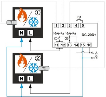 двойной ТЕМПЕРАТУРНЫЙ РЕГУЛЯТОР ТЕРМОСТАТ датчик