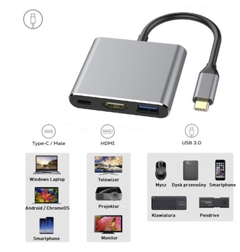 Адаптер 3in1 MHL HUB USB C HDMI 4K адаптер для MacBook Samsung