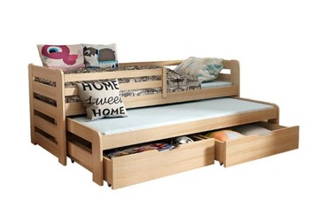 Łóżko dziecięce wysuwane podwójne z szufladami MATERACE 200x90 cm
