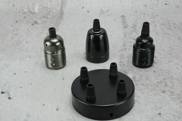 metalowa czarna rozeta poczwórna podsufitka na 4 puszka lampa pająk LOFT