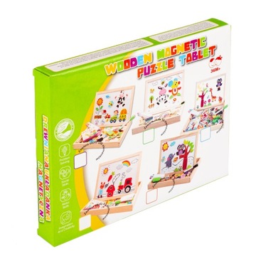 ДВУСТОРОННЯЯ ДЕРЕВЯННАЯ МАГНИТНАЯ ДОСКА ТВОРЧЕСКИЙ ПАЗЛ-ПАЗЛ ДЛЯ ДЕТЕЙ