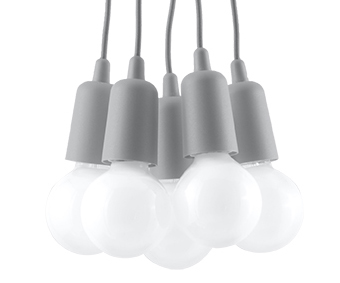 Gustowna Lampa Wisząca DIEGO 5 Szara Zwis SOLLUX
