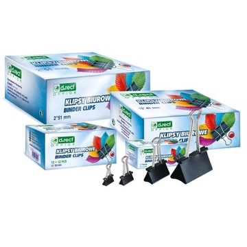 KLIPSY BIUROWE DO PAPIERU KLAMRY BINDER 15mm 12szt