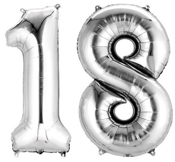 BALON FOLIOWY SREBRNY NA 18 100 CM OSIEMNASTKA HIT
