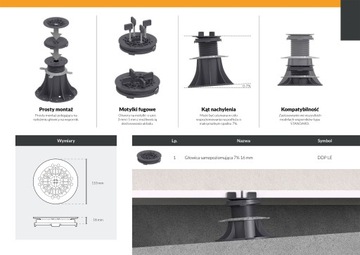 Самовыравнивающаяся головка для террасного кронштейна устраняет уклоны до 7% Ø100 мм.