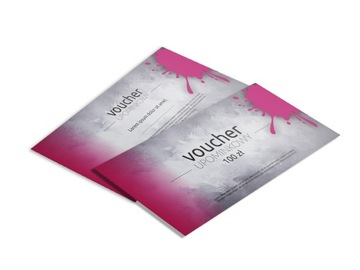 Voucher upominkowy DL 4+4 350g DWUSTRONNY 100szt