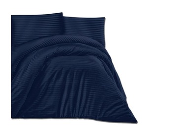 Pościel Satynowa LUX Cizgili 140x200 Navy Blue