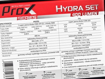 PROX HYDRA SET Комплект велосипедных фонарей 400Лм