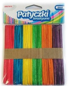 Patyczki drewniane kreatywne kolorowe 50 szt 11 cm