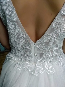 СВАДЕБНОЕ ПЛАТЬЕ, кружево, съемный шлейф, 46 XXXL