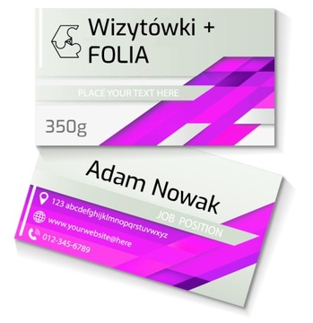 WIZYTÓWKI 100szt 350g DWUSTRONNE FOLIA MAT/BŁYSK