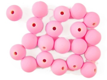 KORALIKI KULKI 11mm neonowe JASNE RÓŻOWE 20szt