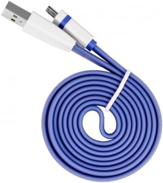 КАБЕЛЬ USB-Micro USB ДЛИНОЙ 1 М, СИНИЙ, ПЛОСКИЙ, СТИЛЬНЫЙ!