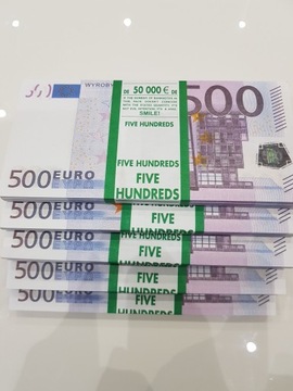 Банкноты номиналом 500 евро для развлечения и обучения, упаковка 100 штук + БЕСПЛАТНО