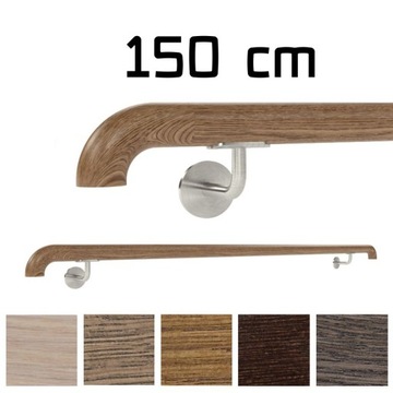 Poręcz ścienna drewniana fi42 150cm dębowa KOLOR