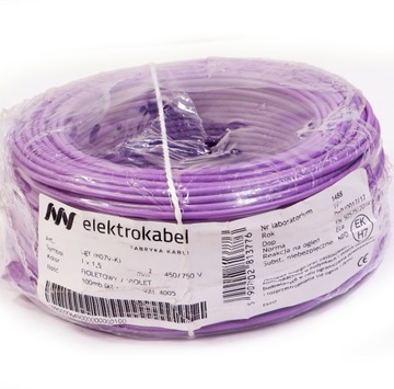 100m Przewód jednożyłowy kabel linka 1x1,5 LGY 1 x 1,5mm fioletowy