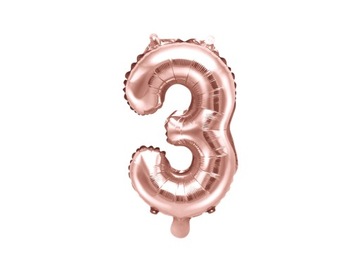 BALON FOLIOWY Cyfra 3 ROSE GOLD 100cm na HEL róż