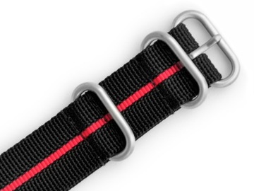 NYLON GRUBY PASEK NATO STRONG ZULU BLACK RED 24
