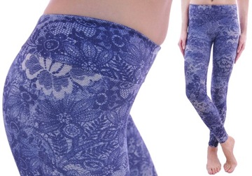 CALZEDONIA legginsy niebieski push-up modelujące S