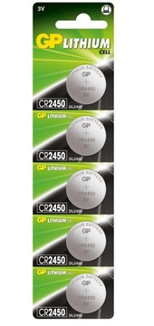 5x Bateria litowa GP CR2450 3V guzikowa DL2450