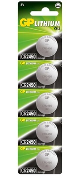 5x Bateria litowa GP CR2450 3V zegarkowa DL2450