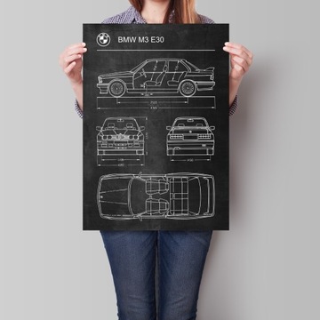 Схема ретро-патентного плаката BMW E30 M3