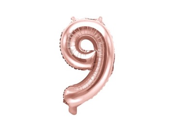 Balon 35cm CYFRA , 9 ' ROSE GOLD cyfry litery