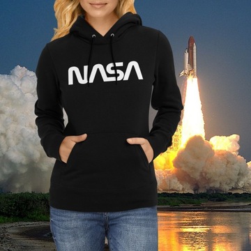 Bluza NASA damska kangurka z kapturem czarna M