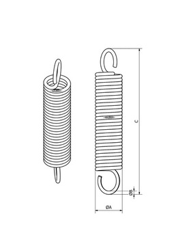 Sprężyna Naciągu Naciągowa Z Uchem Oczkami fi 20 x 2.5 x 270 mm Ocynkowana