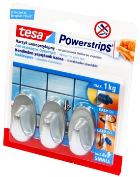 Haczyk samoprzylepny 57519 POWERSTRIPS chrom 3szt TESA