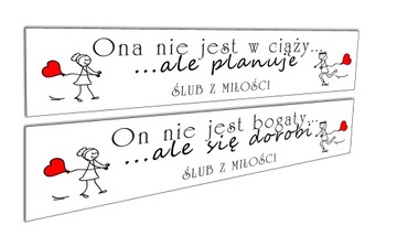 TABLICE tablica ŚLUBNE na samochód KOMPLET wesele
