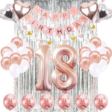 BALONY ZESTAW na osiemnastkę 18 LAT ROSE GOLD
