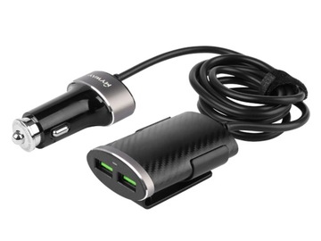 ŁADOWARKA 12/24V 5.1A 2xUSB + 2xUSB PRZEWÓD 100cm