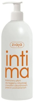 ZIAJA INTIMA KREMOWY PŁYN DO HIGIENY INTYMNEJ Z KWASEM ASKORBINOWYM 500ML