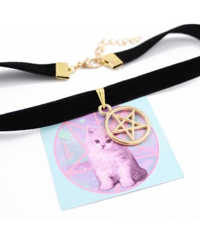choker PENTAGRAM czarny dusik naszyjnik obroża pastel goth gotycki gwiazda