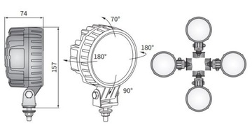 СВЕТОДИОДНАЯ РАБОЧАЯ ЛАМПА 24Вт 1500ЛМ 6xLED 12/24В