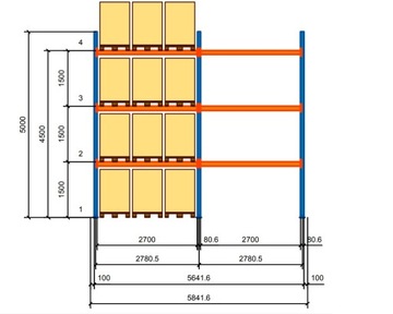 Regał paletowy Regały 5m 24miejsca MECALUX NOWY