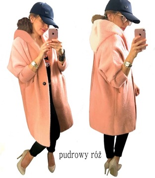 ДЛИННОЕ ПАЛЬТО ИЗ АЛЬПАКИ С КАПЮШОНОМ, oversize, БЕЛОЕ