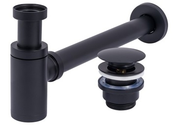 Syfon do Umywalki z Korkiem Klik Klak Czarny Korek Umywalkowy 45 mm REA