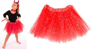 SPÓDNICZKA TIULOWA TUTU CZERWONA GWIAZDKI 30 cm
