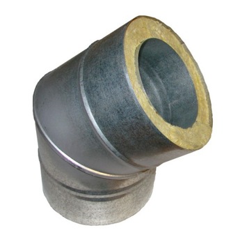 Kolano wentylacyjne izolowane ocieplane ocynkowane 45 stopni fi 100/150