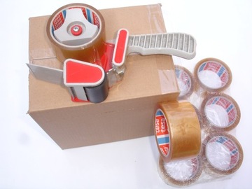 Лента упаковочная прозрачная TESA, резина, комплект/6 шт.