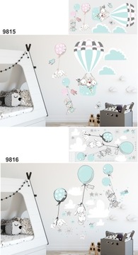 детские наклейки на стену кролики воздушные шары 200