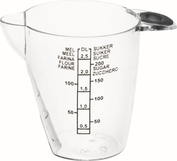 MIARKA NA PROSZEK POJEMNIK Z MIARKĄ 0,25L CUKIER MĄKA WODA KARMA