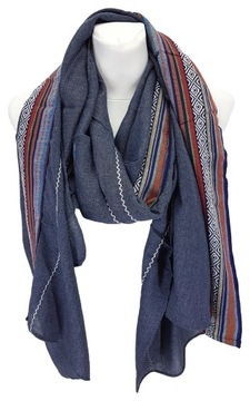 DELIKATNY LNIANY SZAL CHUSTA Z PIĘKNYM WZOREM