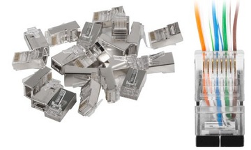100szt Wtyk RJ45 kat 6 pass through przelotowe FTP