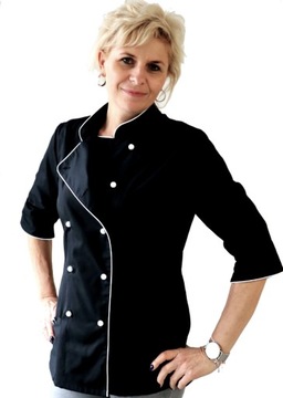 Czarna Bluza kucharska kitel damska DIANA haft