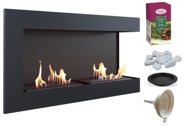 BIOKOMINEK narożny DELTA prawa 900 czarny AROMA