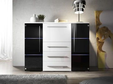 Komoda 140cm Wysoki Połysk oświetelnie LED Gratis